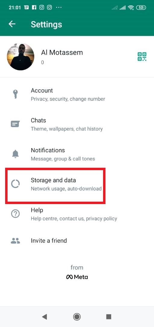 استخدام البيانات والتخزين Data & storage usage