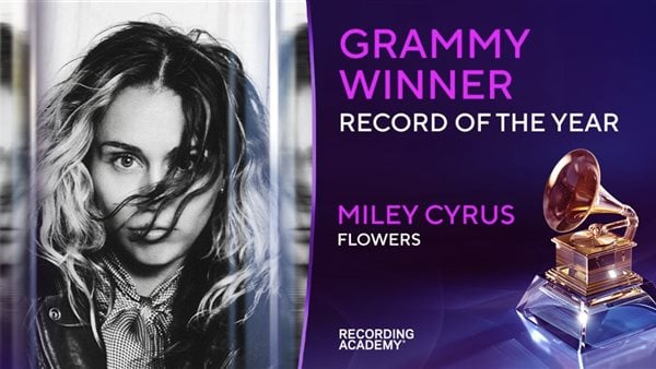Flowers لـ مايلي سايرس تفوز بجائزة تسجيل السنة في حفل الجرامي