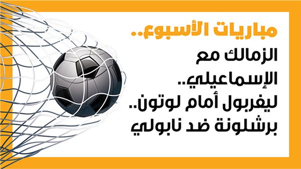 مباريات الأسبوع، الزمالك مع الإسماعيلي.. ليفربول أمام لوتون.. برشلونة ضد نابولي (إنفوجراف)