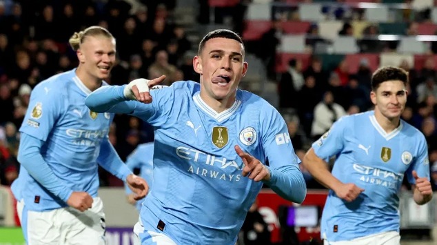 لقطات من مباراة مانشستر سيتي وبرينتفورد في الدوري الإنجليزي